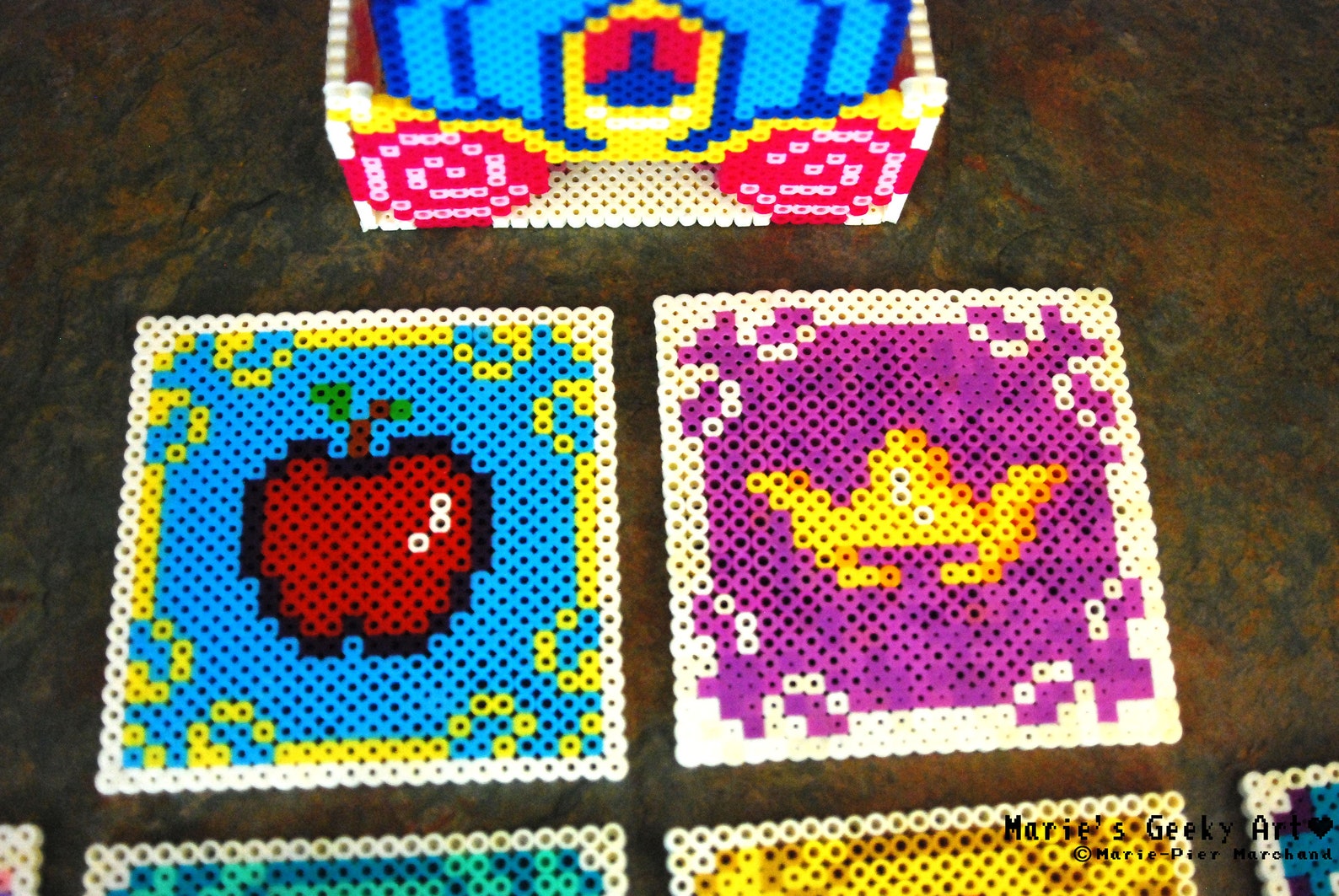 Disney Princess Perler Bead Coasters Set of 8 Etsy