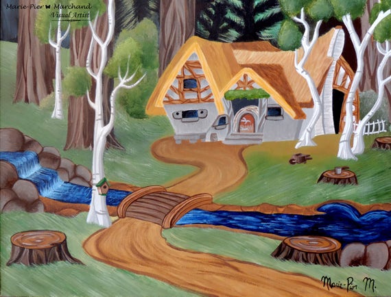Disney Snow White And The Seven Dwarfs Cottage Acrylic Etsy