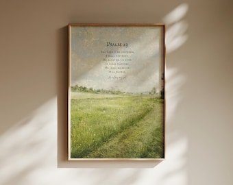 Psalm 23, The Lord Is My Shepherd Print | Vintage Wall Art | ESV Bible Verse Printable | Christian Scripture Poster | Digital Download