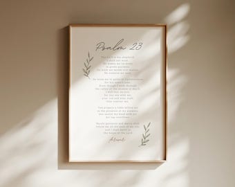 Psalm 23 bijbelvers kunst aan de muur wordt afgedrukt (digitale download) schrift canvas afdrukbare christelijke muur geloof poster