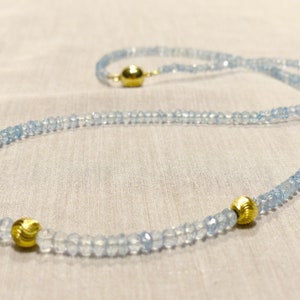 Blue Topas necklace, 925 silver, gold plated