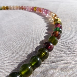 Multi Tourmaline Necklace, 925 Silver Gold Plated