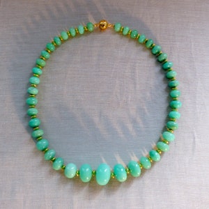 Opulent Chrysopras necklace, silver gilded
