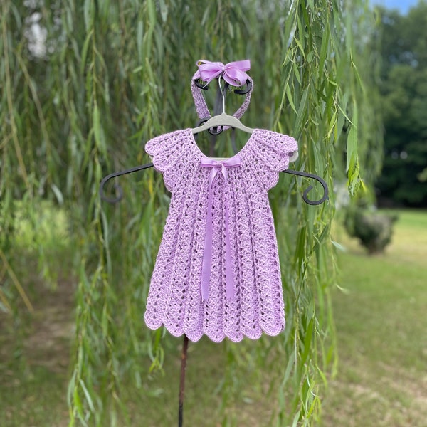 Lavender Lace Sequin Baby Dress w/ Headband (6-9 months) main image 1