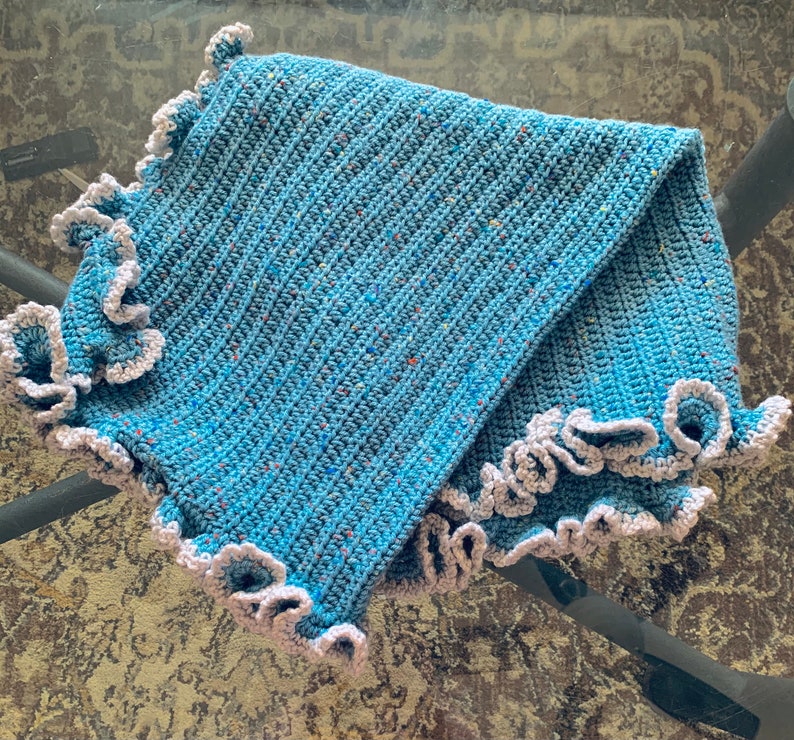 Ocean Sprinkles and Gray Ruffle Blanket