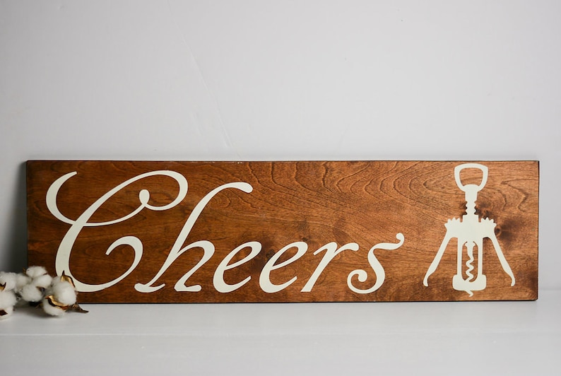 Wine Sign Wine Decor Cheers Wine sign Wooden sign Kitchen Etsy