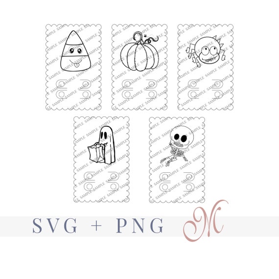 Download Five Pack Svg Halloween Crayon Card Template Coloring Card Etsy