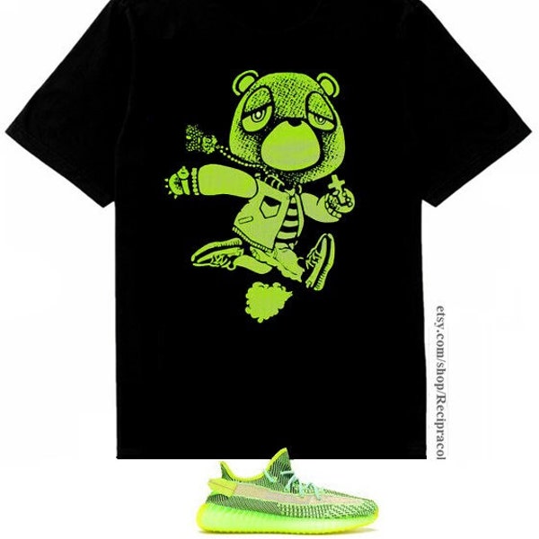 Black Neon Lime Green Bear shirt Glow in the Dark