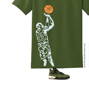Olivgrünes Fadeaway Shirt passend für Air Jordan 4 Undefeated