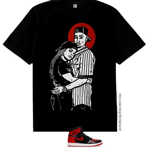 Red Lucky Love shirt match air Jordan 1 High og Patent Bred