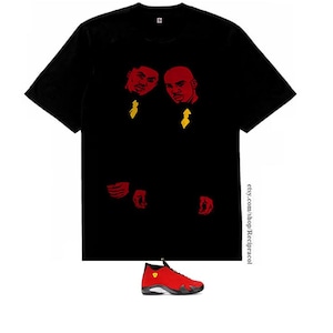 Red Yellow Belly shirt air Jordan 14 ferari outfit