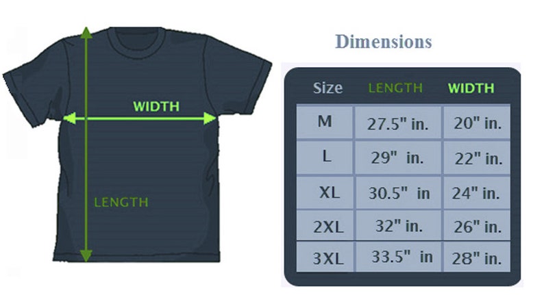 Unisex t-shirt size chart for Jordan 11 Gamma Blue matching tee