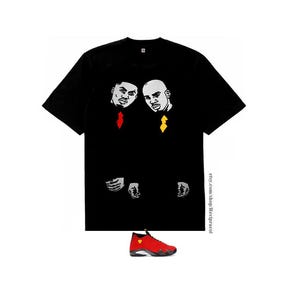 White Red Yellow Belly shirt match air Jordan 14 ferari