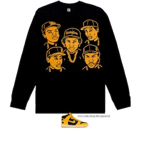 Long Sleeve Yellow Compton shirt for Jordan 12 Retro Black University Gold