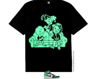 Green glow Jordan a Matching T-Shirt - Sneaker Match Tee