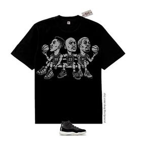 Black  Silver Chicago  trio  shirt match Jordan 6 chrome
