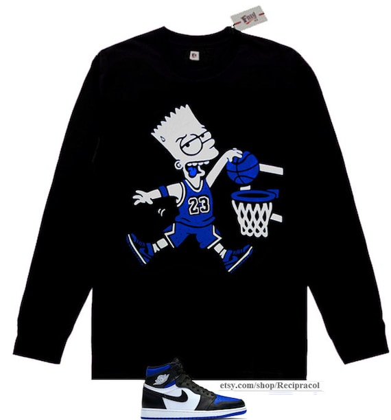 jordan 1 mid white black royal shirt