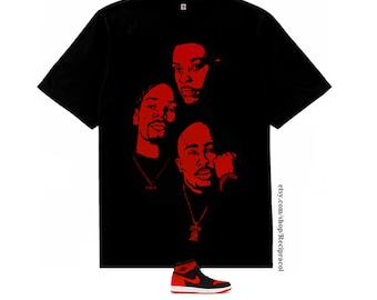 Black Red West Side shirt to match air  1 bred 4