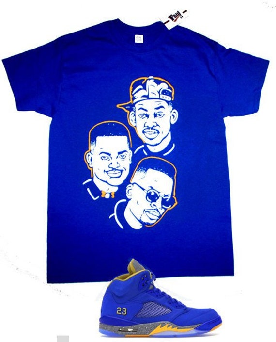 blue and yellow jordan shirt