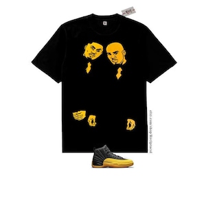 Yellow  Belly rap shirt for Jordan 12  Black University Gold