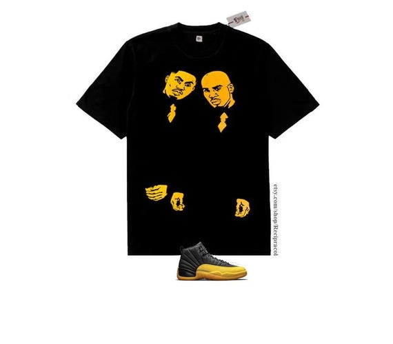 black and university gold graphic tee