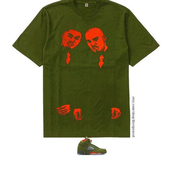 Belly Green Orange  shirt for air Jordan 5 olive