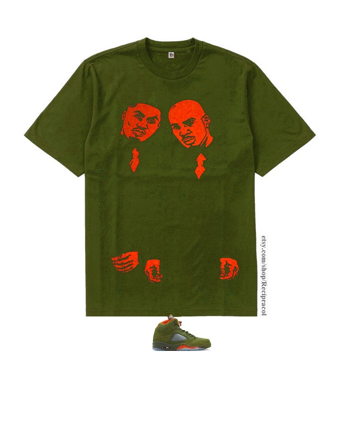 Belly Green Orange  shirt for air Jordan 5 olive