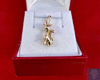 14k Yellow Gold Cat Charm