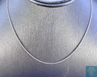 14k White Gold Italian Rolo Chain. 16 Inch-1mm Thickness