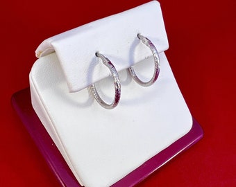 14k White Gold Classic Hoops