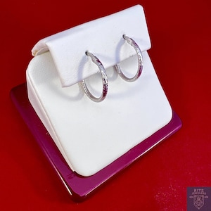 14k White Gold Classic Hoops