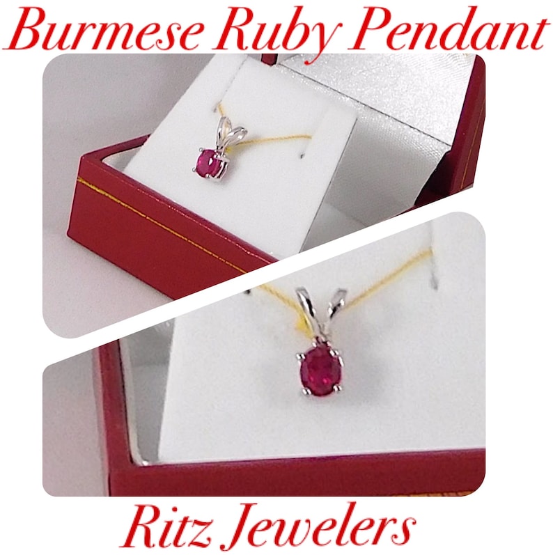 Burmese Ruby & White Gold Pendant. All Natural/All Genuine image 1