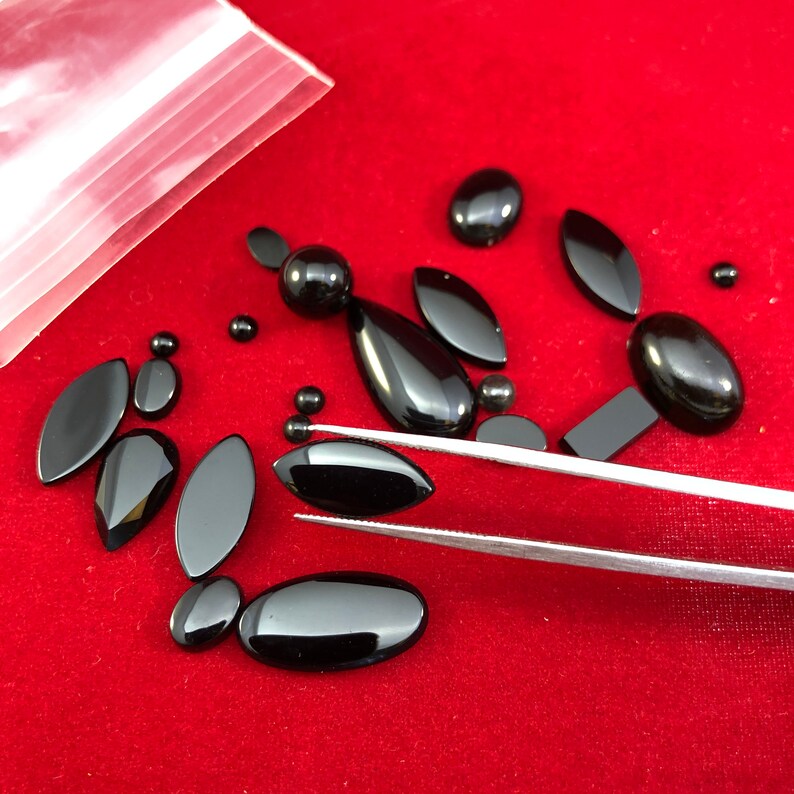 Genuine Black Onyx Gemstones 34 Carats Total Etsy