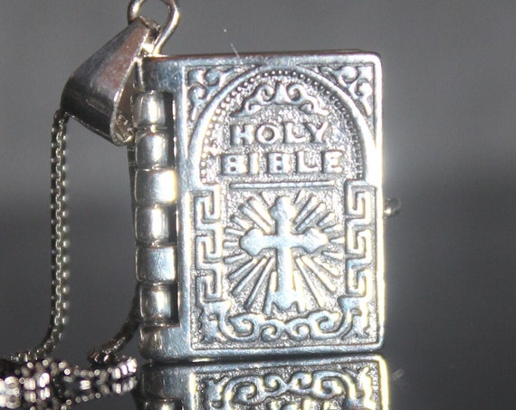 Sterling silver Mini Prayer Book Pendant Lord's Prayer Our Father