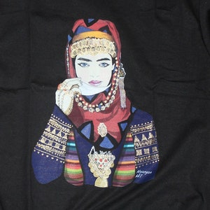 HAND PAINTED  Armenian T-shirt,Cotton T-shirt,Armenian Lady with traditional clothing,Armenian taraz