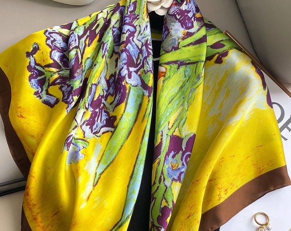 Van Gogh's irises square scarf 35-35 inches