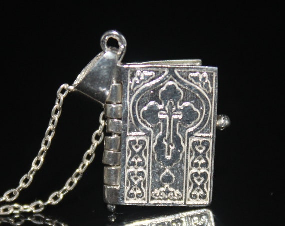 US free shipping Mini Prayer Book Pendant in Russian sterling silver pendant Lord's Prayer Our Father