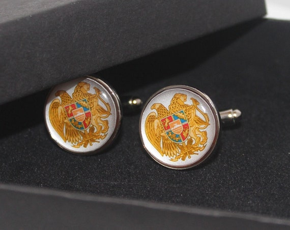 Coat of Arms of Armenia Armenian Map Flag National Emblem Cufflinks