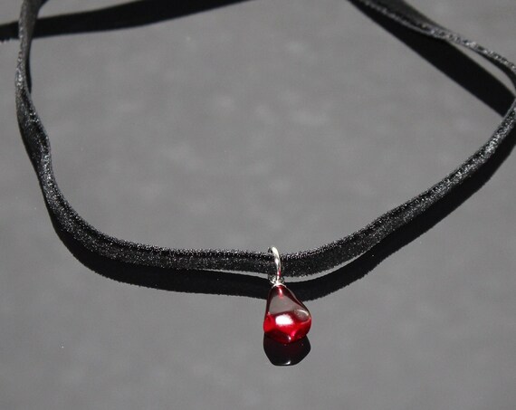 Black Velvet Choker with pomegranate seed