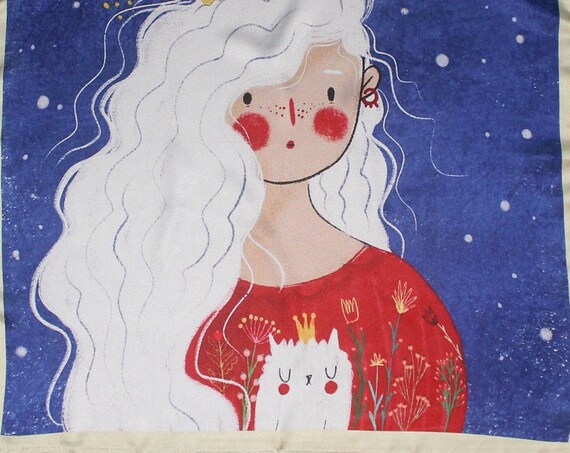 Funny cat scarf with girl