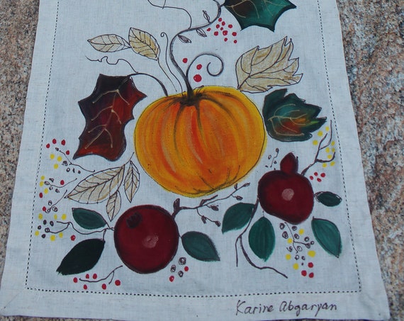 Hand painted Pumpkin table runner