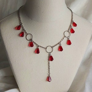 Handmade pomegranate jewelry set silver plated stainless steel