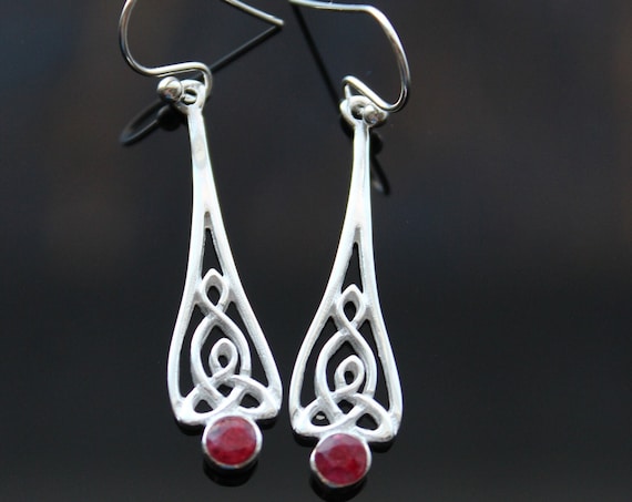 Handmade Armenian sterling silver Ruby Stone earrings