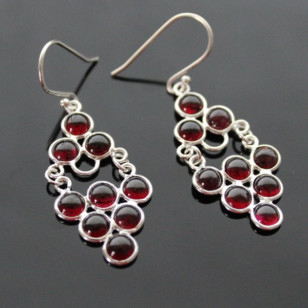 925 Sterling silver grape shape earrings with natural garnet