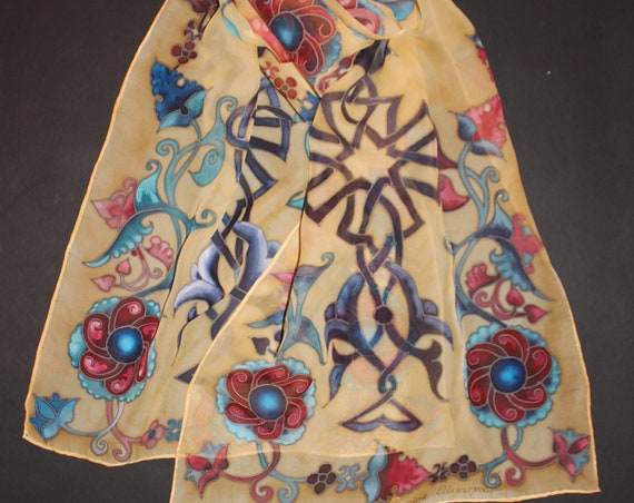 Hand painted Armenian miniature scarf,Armenian art,Armenian church accessory,Head cover,Gift for her,gift for Armenian mother