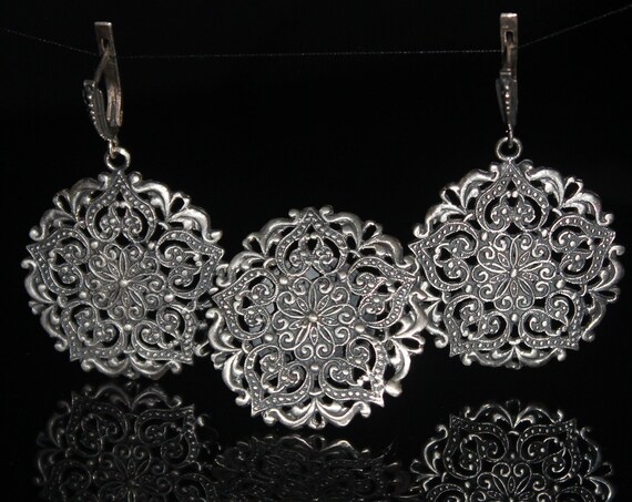 Hand made Armenian sterling silver jewelry set