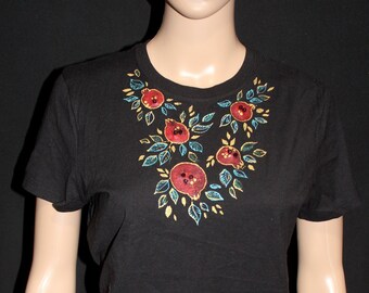 Hand painted pomegranate t shirt Sparkle non toxic colors