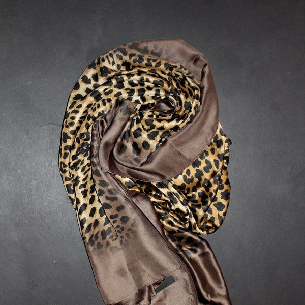 73-35 in Leopard Print scarf,Spring soft light scarf,Gift for her,Cheetah Scarf,Blanket Scarf,Trendy gift Coffee Brown scarf,Gift for her