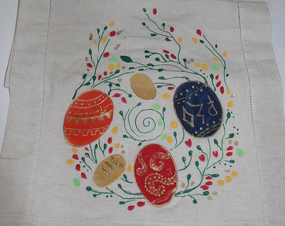 72-16 in Hand painted Easter table runner