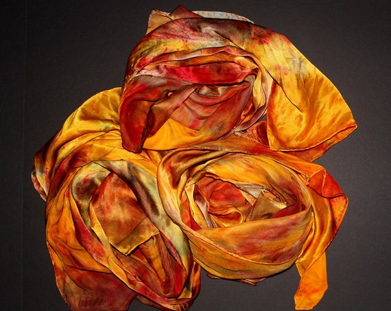 Amber pattern 70-17 in Hand dyed silk satin scarf